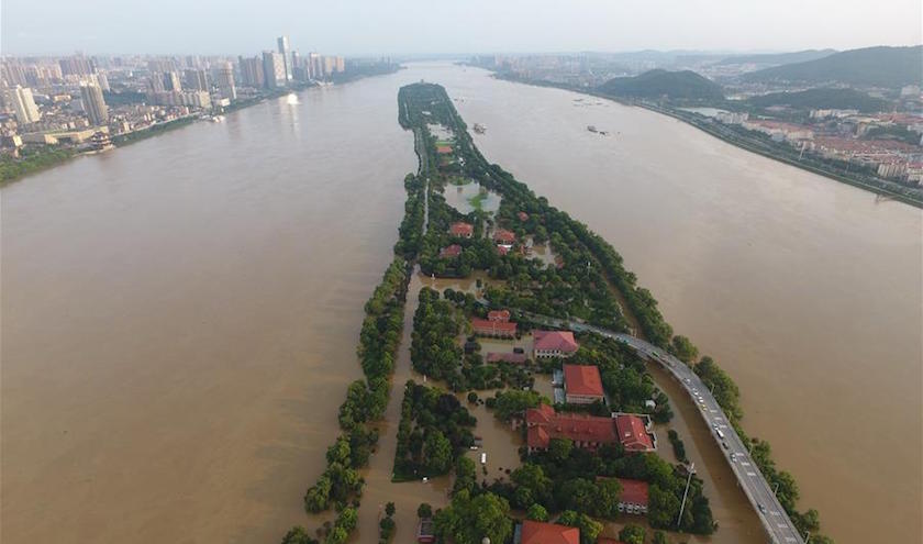 【图集】南方多地遭遇强降雨洪涝严重 长沙橘子洲被洪水"穿洲"