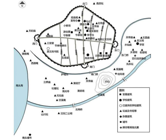 嘉庆二十四年(1819年)南头古城主导景观元素分布图   图片来源:王鲁民