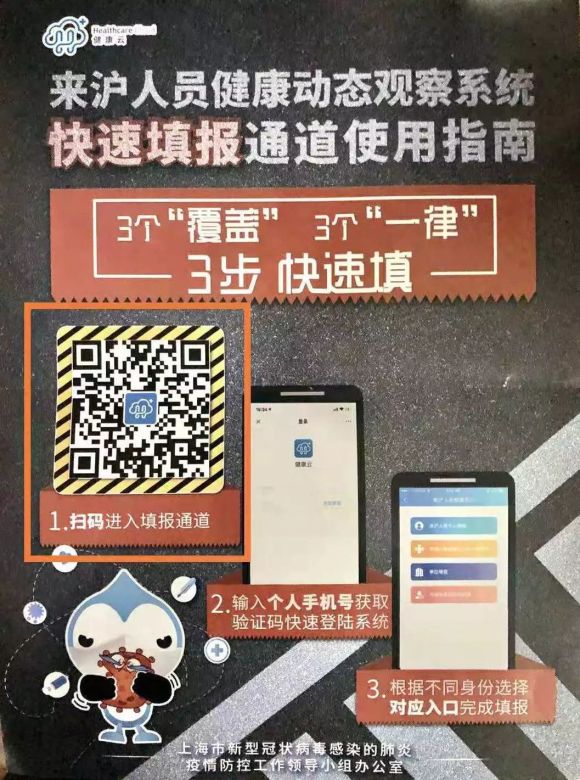 旅客可通过下载上海"健康云app",扫描列车座位上的二维码或关注"上海