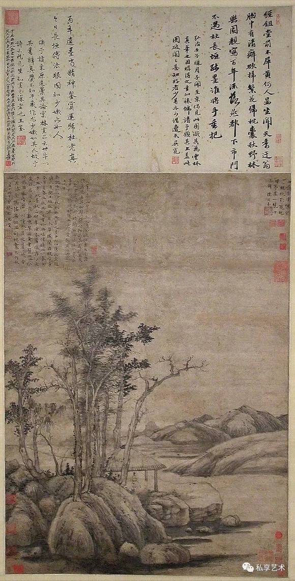 《秋林野兴图元代的倪瓒(倪云林)就是这样一位大师.