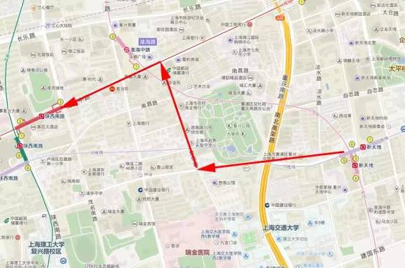 8公里 路线:复兴公园 - 思南路 - 南昌路 - 瑞金二路 - 淮海中路 从