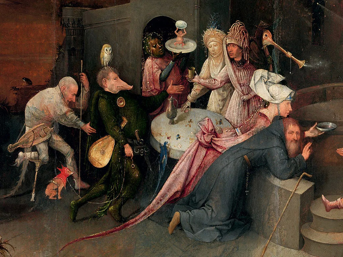 耶罗尼米斯·博斯(hieronymus bosch)的《圣安东尼的诱惑》中的细节或