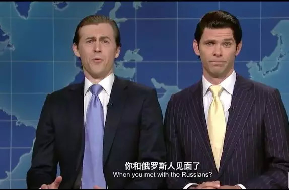 day扮演了川普的兩個兒子,通過主持人colin jost 對他們進行惡搞採訪