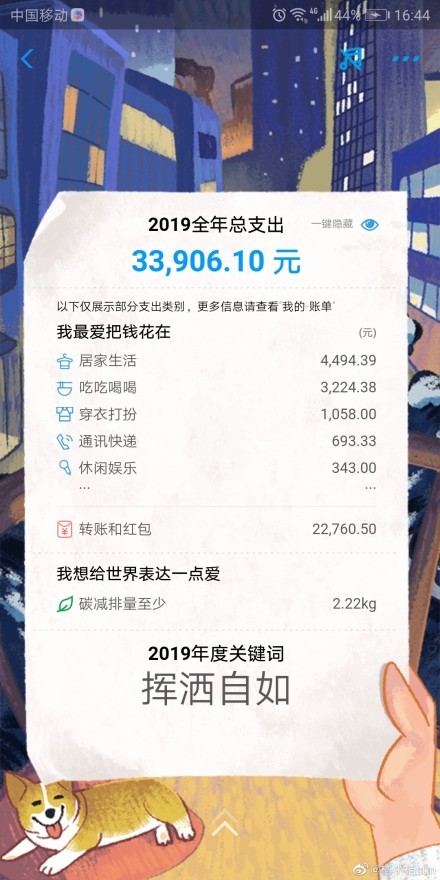 支付宝年度账单2019