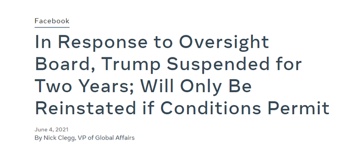 彻底凉凉 Facebook官宣将特朗普 禁言令 再延2年至23年 界面新闻 彻底凉凉 Facebook官宣将特朗普 禁言令 再延2年至23年 界面新闻