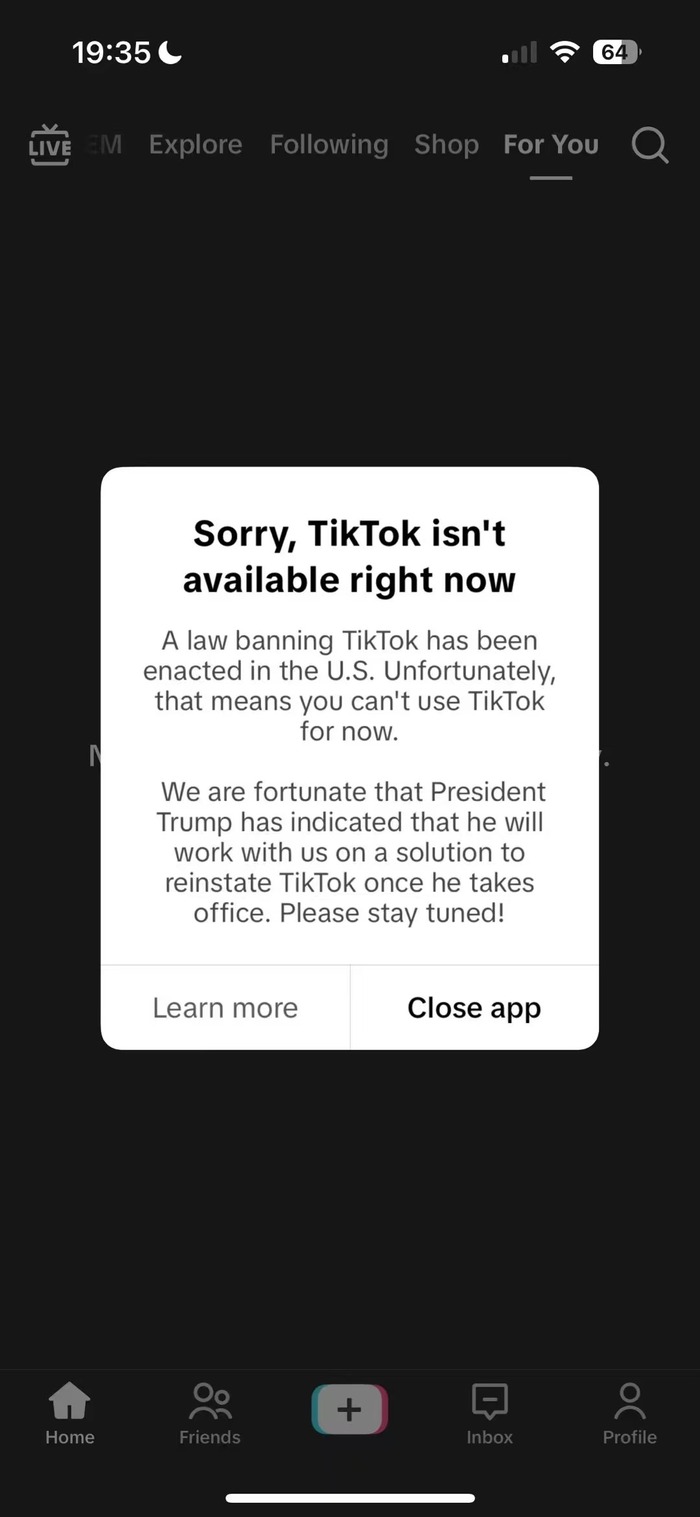 TikTok停止在美服务，称特朗普表示上任后将共同寻求恢复其使用 · 快讯