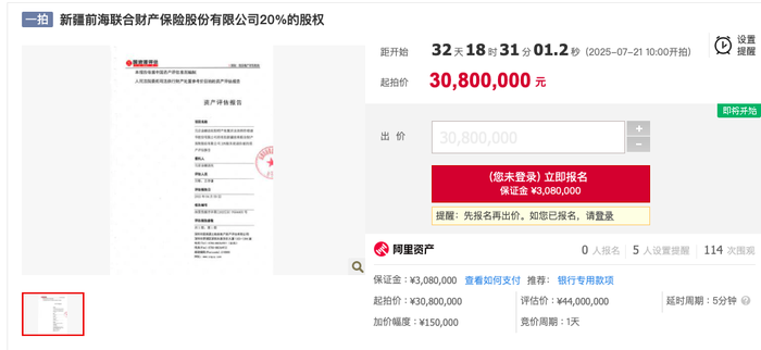 今日汇总:八字合婚-七折起拍！钜盛华所持前海财险20%股权将被司法拍卖