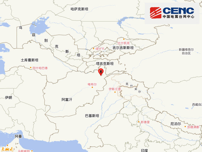 阿富汗发生5.1级地震，震源深度230千米