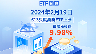 ETF日报 | 2024年2月19日沪指收涨1.56%，613只股票类ETF上涨、最高上涨9.98%