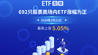 ETF日报 | 2024年2月21日沪指收涨0.97%，692只股票类ETF上涨、最高上涨5.05%