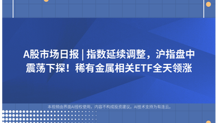 A股市场日报 | 指数延续调整，沪指盘中震荡下探！稀有金属相关ETF全天领涨