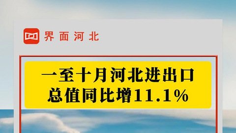 前10月河北进出口总值同比增11.1%