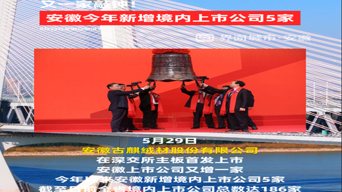 又一家敲钟！安徽今年新增境内上市公司5家