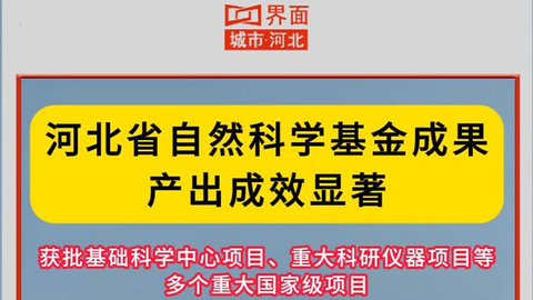 河北省自然科学基金成果产出成效显著