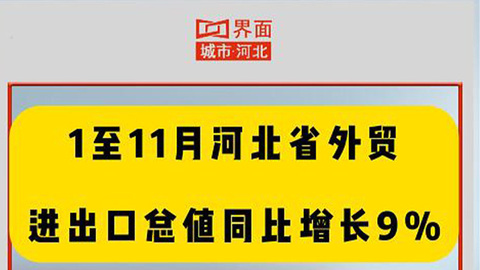 1至11月河北省外贸进出口总值同比增长9%